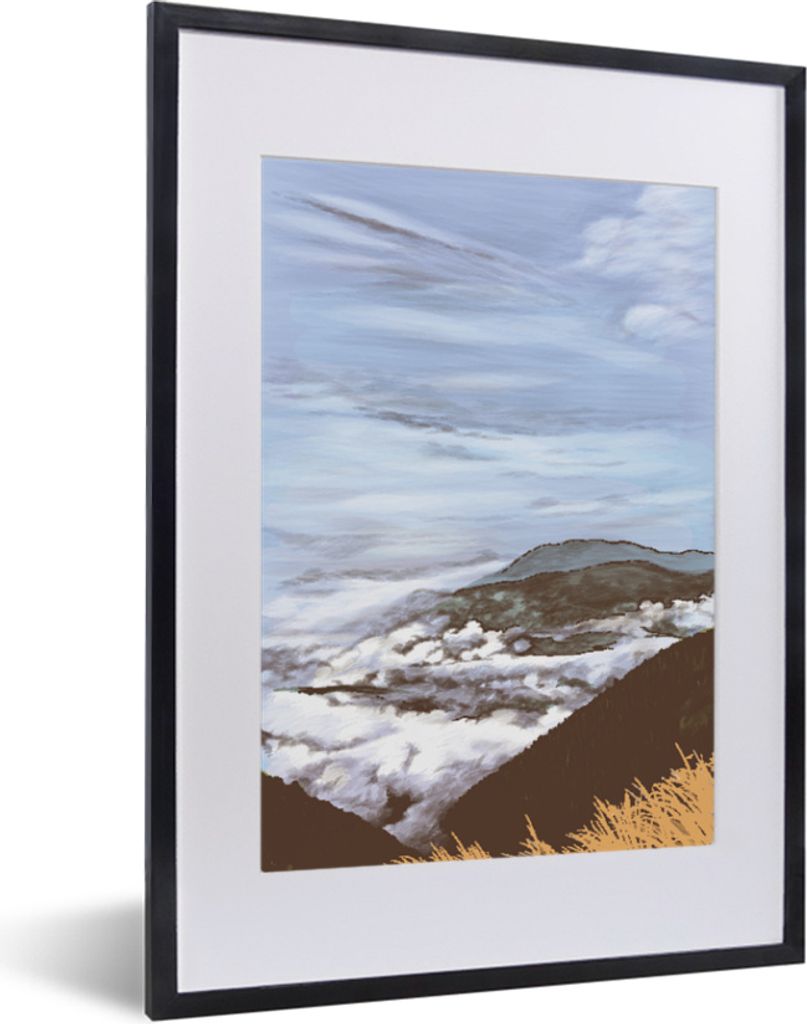 MuchoWow MuchoWow Gerahmtes Poster Wolken - Berg - Himmel 30x40 cm - Poster mit zchwarzem Bilderrahmen - Wandposter Schlafzimmer