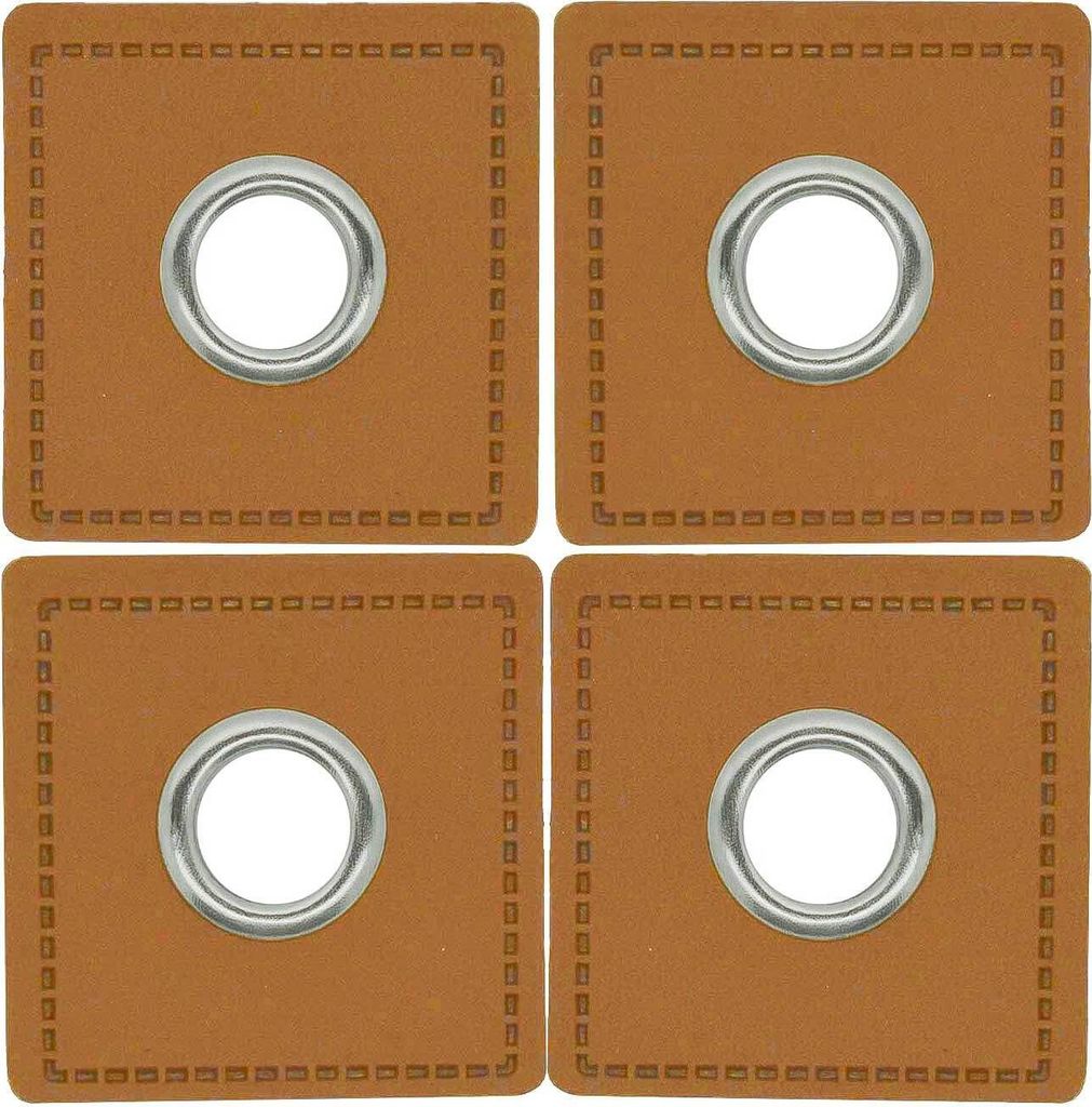 4 Metall-Ösen Ösen-Patch auf Kunstleder 35x35mm Hoodies Taschen Ösenpatch