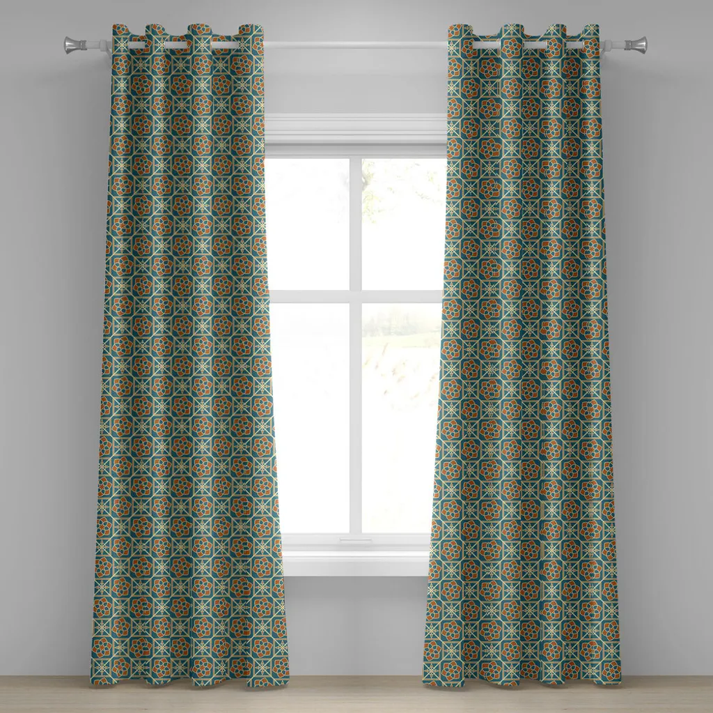 Rideaux décoratifs 2 panneaux Motif Jonquilles Orientales 280 x 245 cm