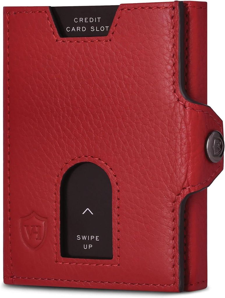 Slim Wallet mit XL Münzfach & RFID-Schutz, Leder Geldbörse klein, 5–10 Karten, Scheinfach, Mini Portemonnaie für Damen & Herren, kompakt