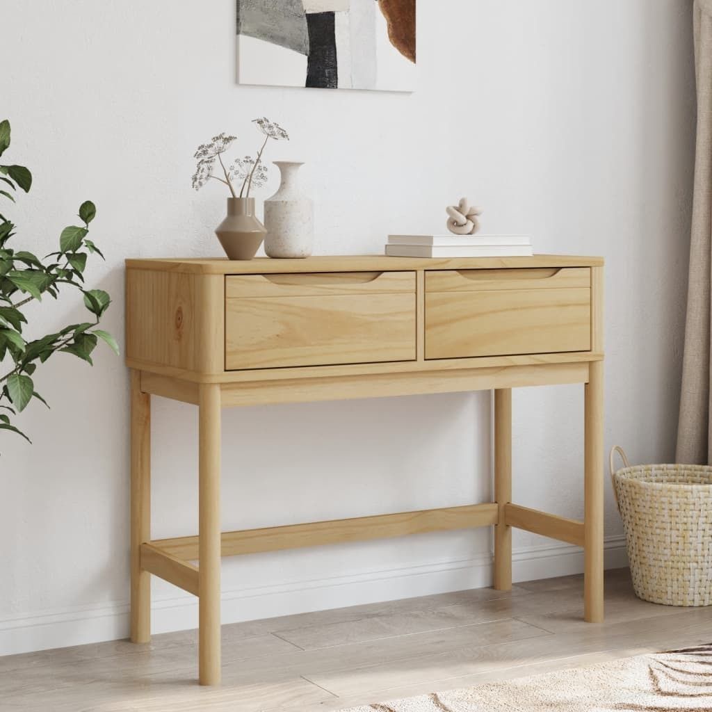 Table Console Marron Miel 100x35x75 Cm Bois Massif De Pin - Table Basse Meuble Entree Table Dappoint Table Console Mobilier Interieur Home Living 83656985