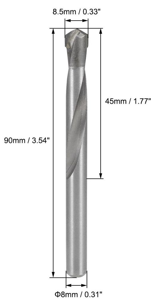 4 Stš¹ck Hartmetall Spiralbohrer Metallbohrer 8.5 mm fš¹r Edelstahl Kupfer Aluminium Zinklegierung Legierung Eisen