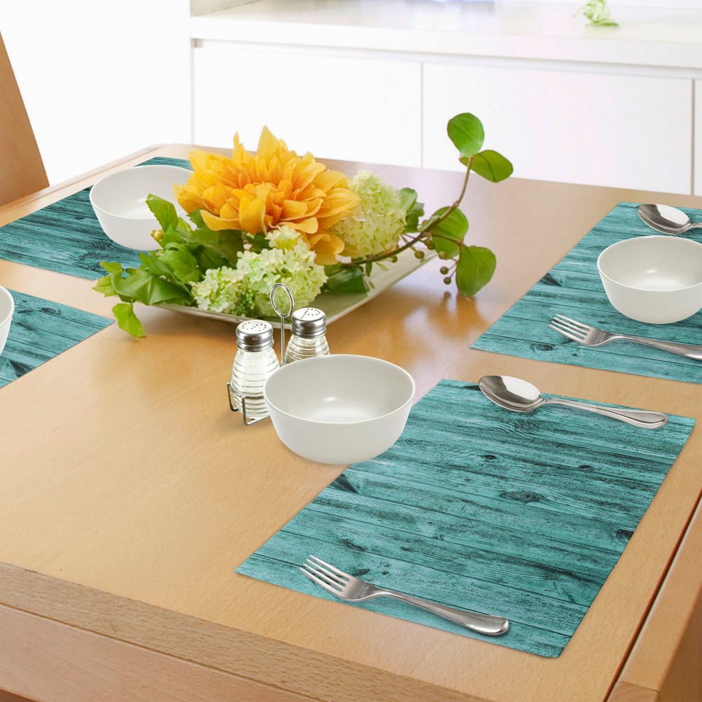 ABAKUHAUS Türkis Platzmatten, Wand des Türkis-hölzernen Beschaffenheits-Hintergrund-und antiken Bauholz-Möbel-kunstvollen Druckes, Tiscjdeco au...
