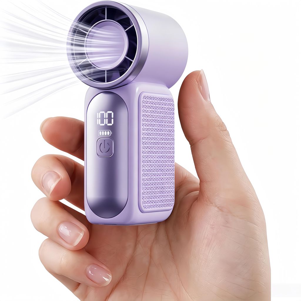 Mini Handventilator Akku, mit 6 Stufen, LED Display USB-C, Tragbar Ventilator, Taschenventilator Lange Betriebsdauer, für Alltag & Büro, Urlaub, ...