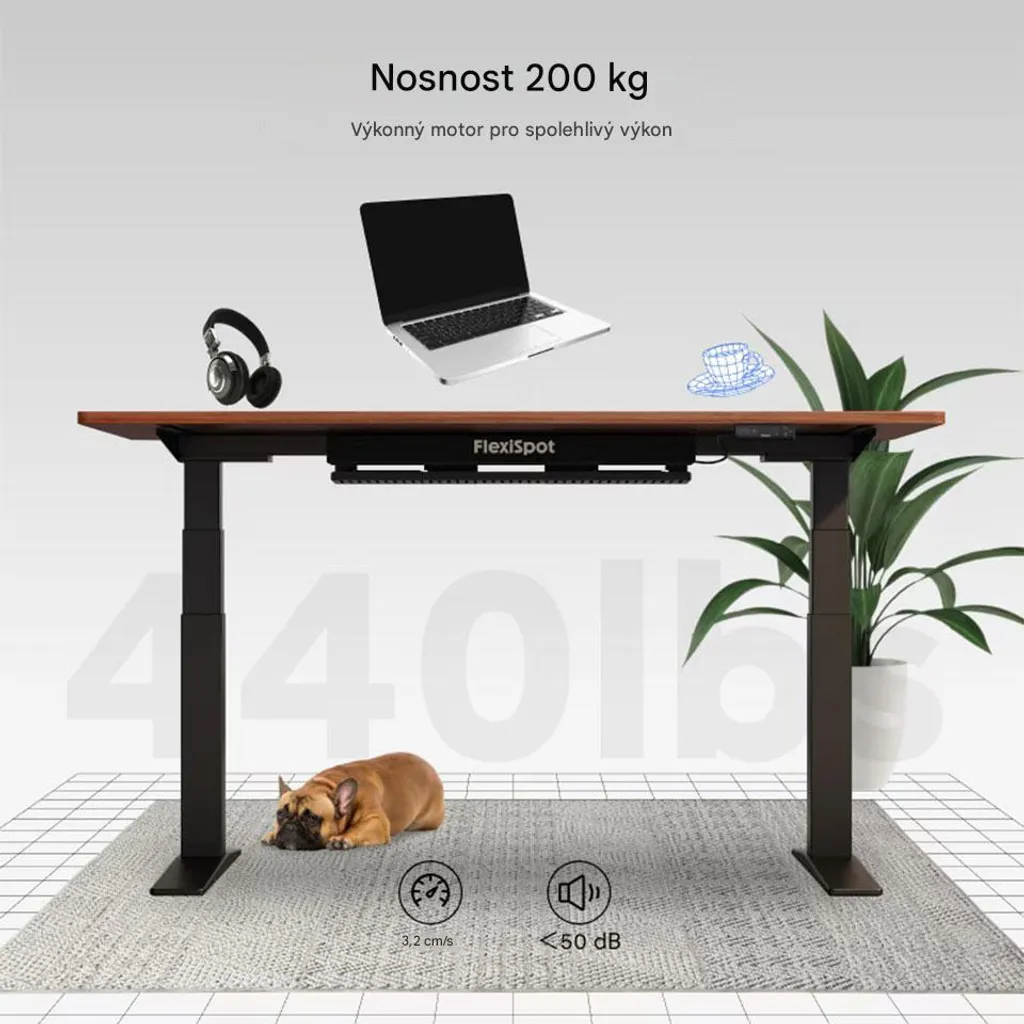 Bureau assis debout E7B-Pro-EUV3 Premium Noir - Cadre motorisé robuste