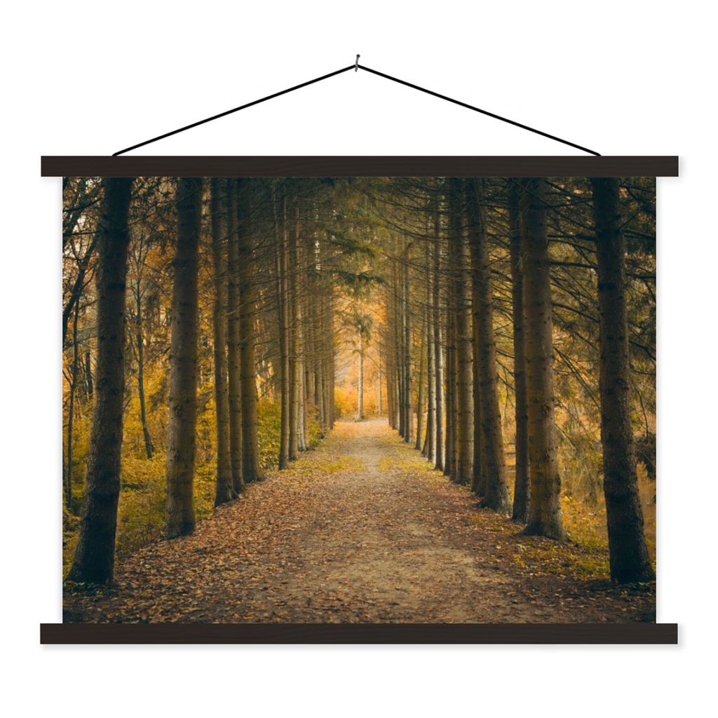 MuchoWow Textilposter Pfad - Bäume - Wald 150x113 cm mit schwarzem Rahmen - Wohnzimmer