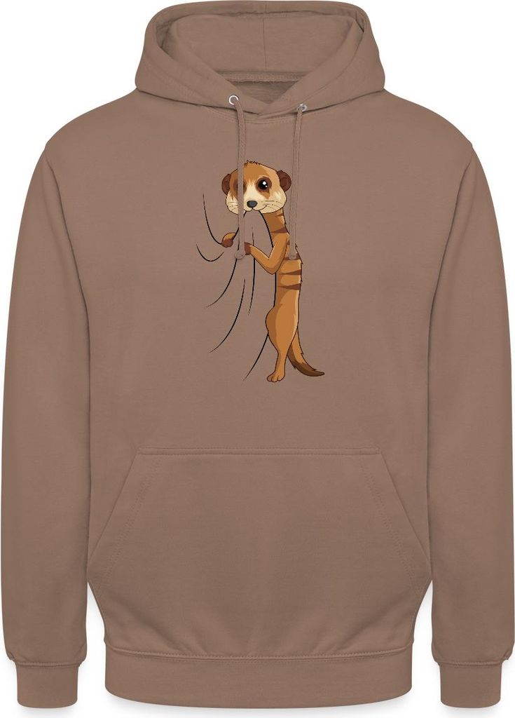 Spreadshirt Süßes Erdmännchen Geschenkidee Uni Hoodie, S, Mokka