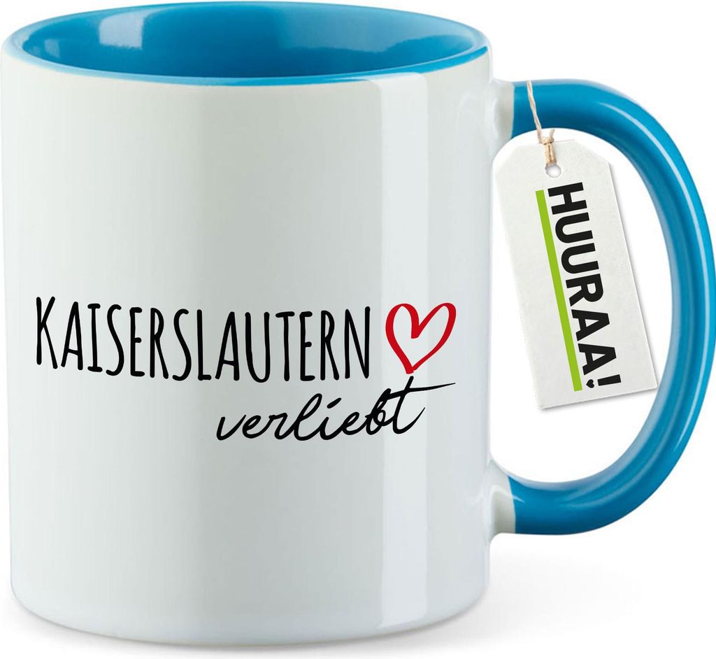 Huuraa Kaffeetasse Kaiserslautern verliebt 330ml Blau Keramik Kaffeebecher Geschenkidee
