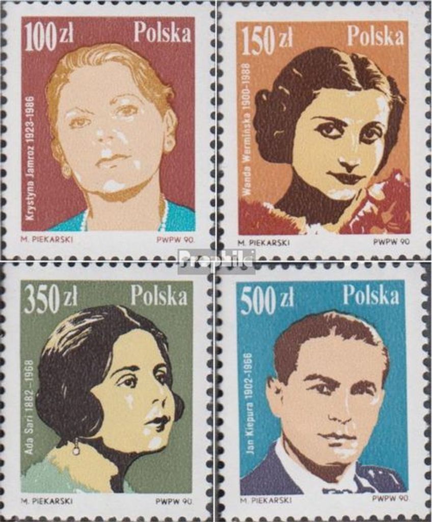 Briefmarken Polen 1990 Mi 3254-3257 (kompl.Ausg.) postfrisch Sängerinnen und Sänger