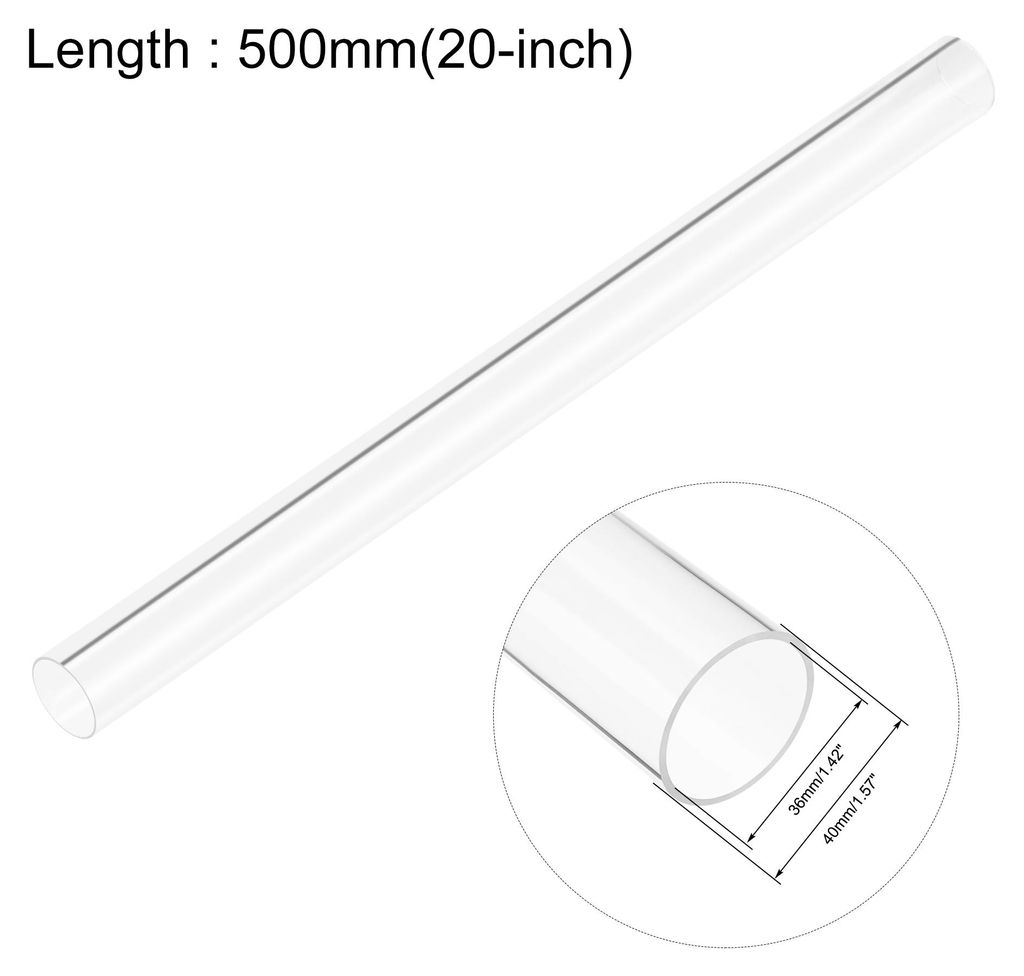 PVC Transparent Rohr, Innendurchmesser 36mm Durchmesser 40mm L?NGE 500mm Acryl Kunststoffrohr fš¹r Lampenbau, Stehlampen, M?bel