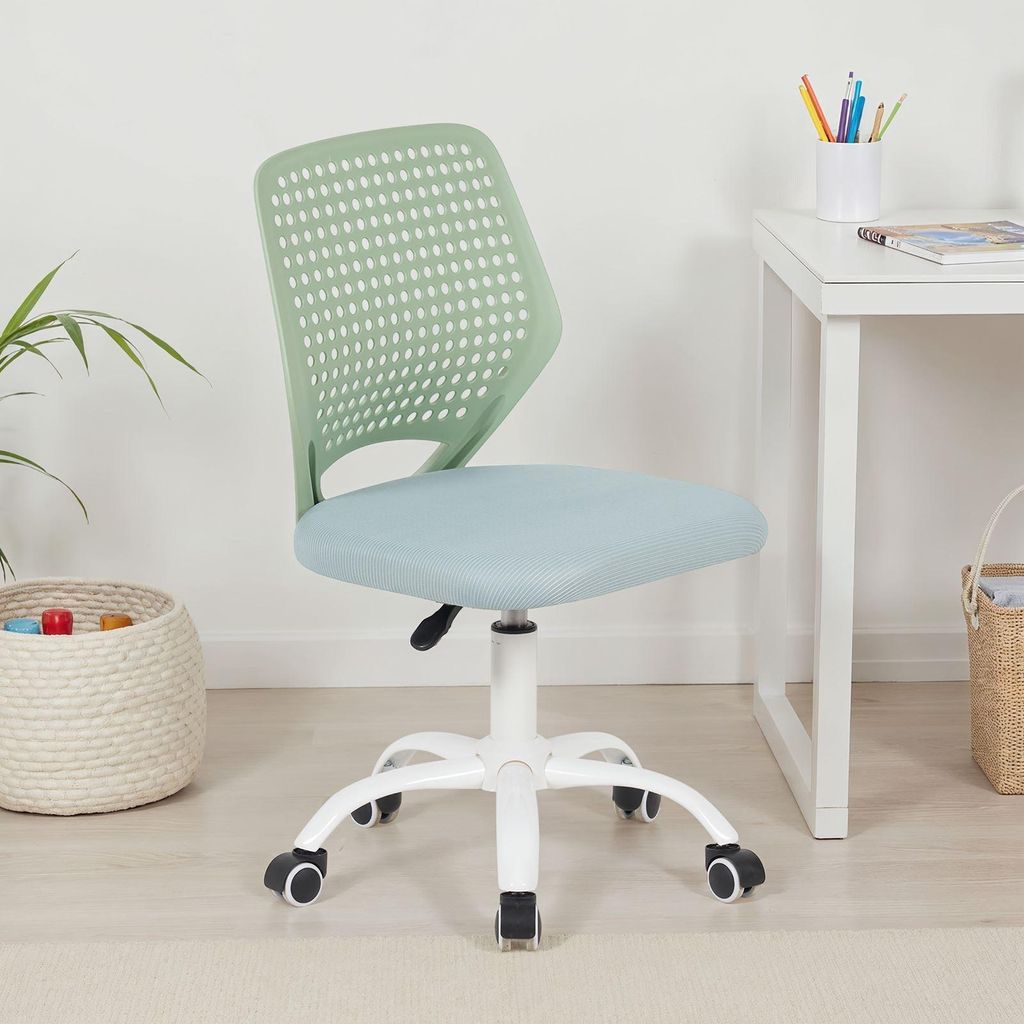 Kinderdrehstuhl JADE höhenverstellbar, Grün – ergonomischer Schreibtischstuhl für Kinder, gepolsterter Sitz mit atmungsaktivem Mesh, Rückenle...