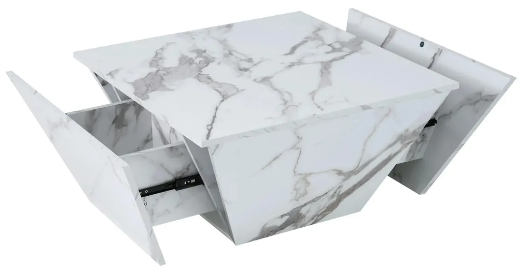 Table basse moderne géométrique gris mat 70 cm avec piètement solide
