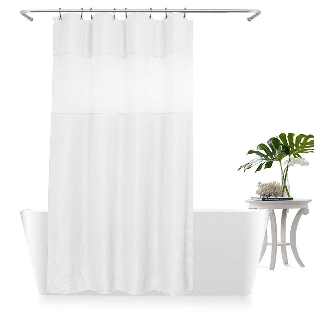 Wasserdichter 183 x 190 cm Duschvorhang, Badewanne Vorhang mit doppelten wasserdichten Schichten - CURTELLE Weiß