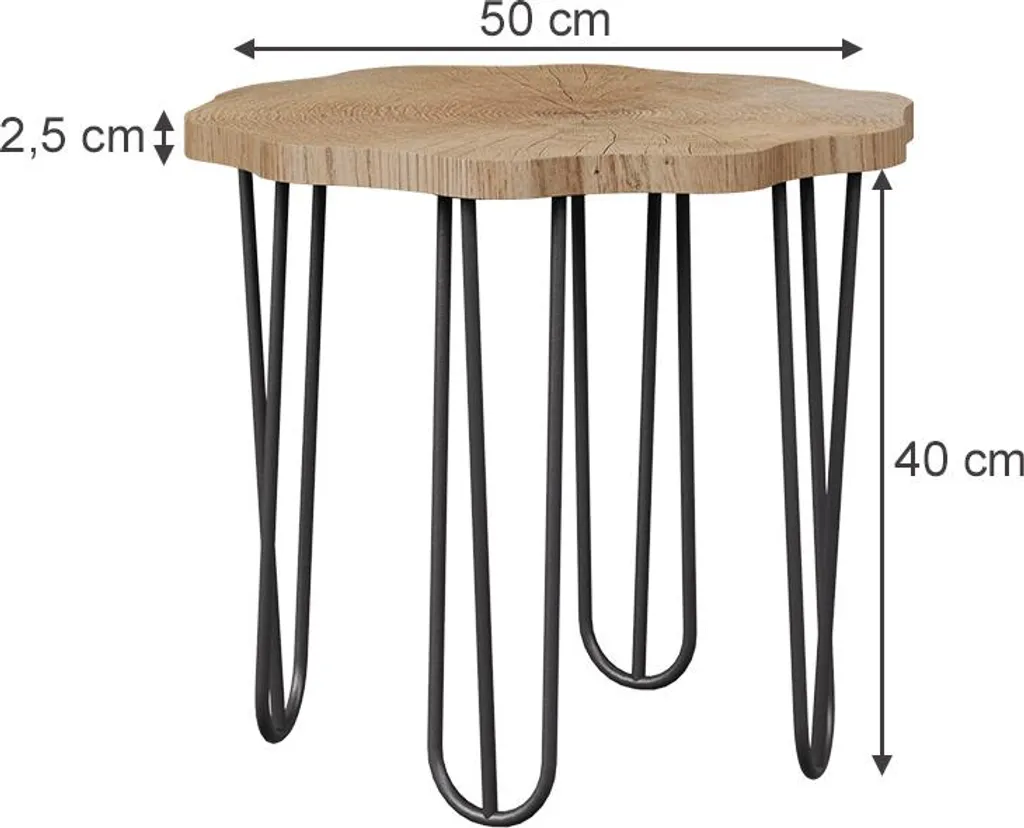 Petite table basse Vicco Ringo 50x50 Chêne - Idéale pour petits espaces