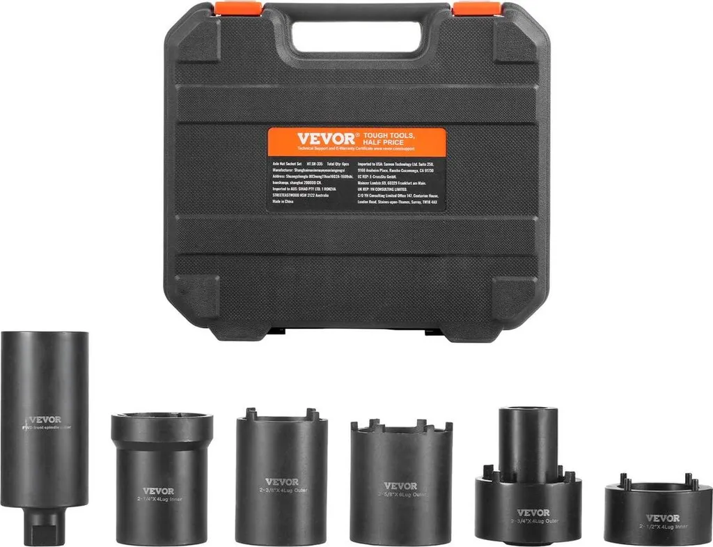 Kit extraction écrou de fusée pour réparation moyeu essieu, 6 douilles
