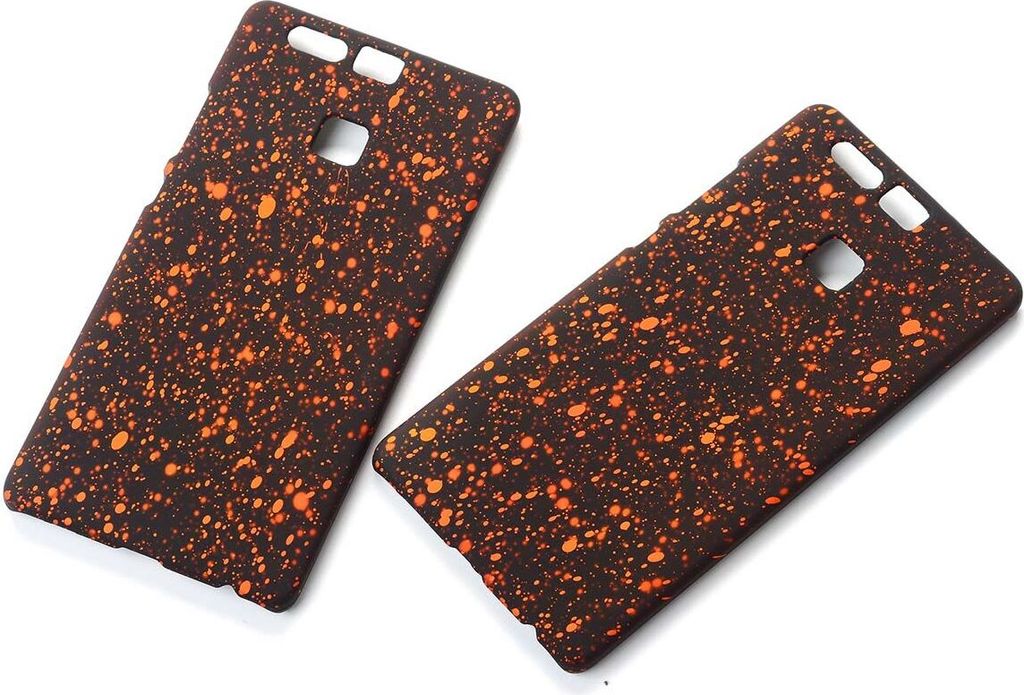 Handy Hülle Schutz Case Bumper Schale für Huawei P9 3D Sterne Orange