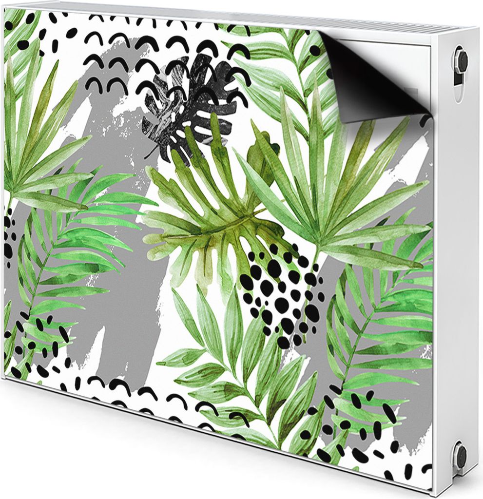 Magnet Heizung Verkleidung Abdeckung Heizung Heizkörperabdeckung 90x60 cm - Tropisch, Blätter
