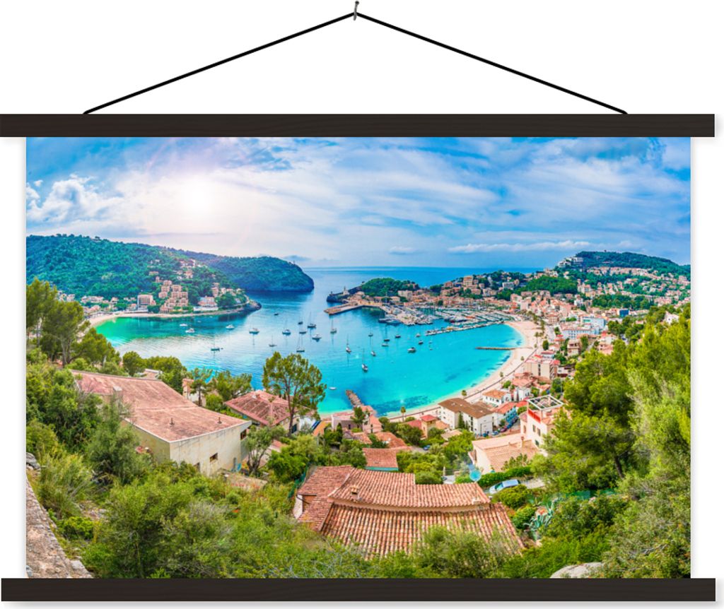 MuchoWow Textilposter Strand - Meer - Mallorca - Spanien 60x40 cm mit schwarzem Rahmen - Hölzernes