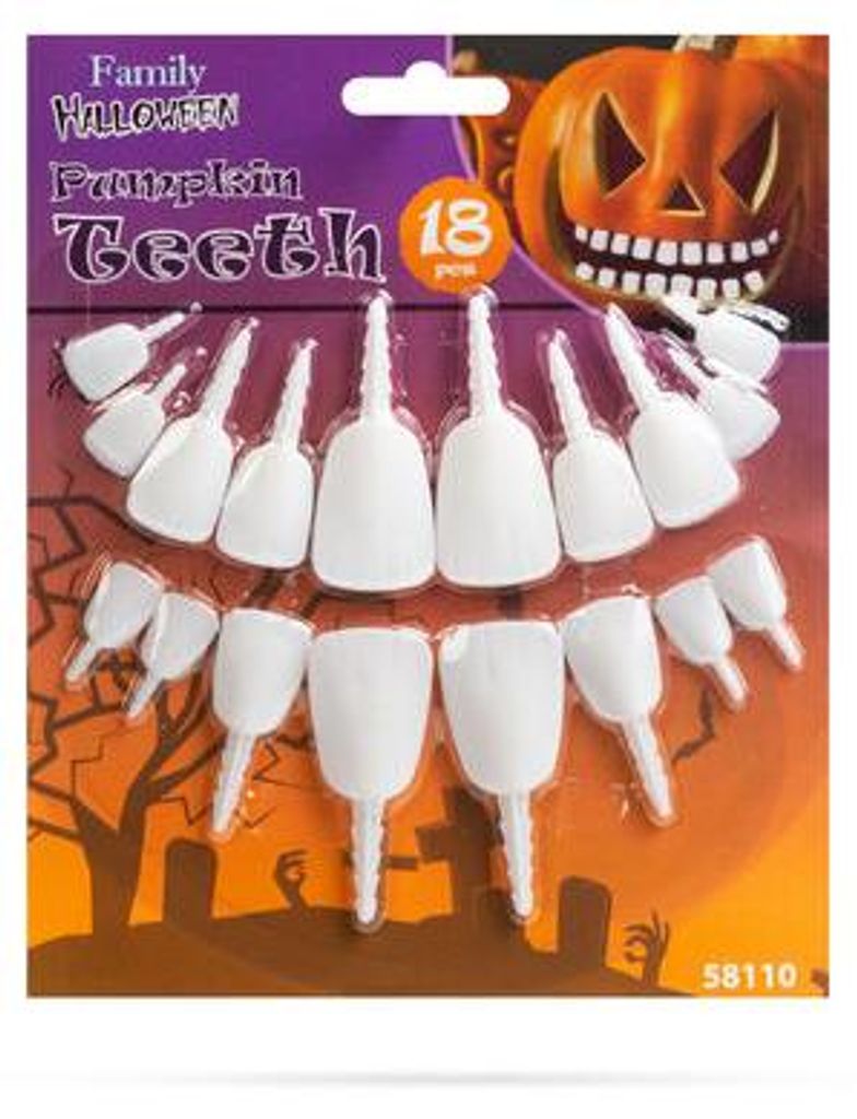 Halloween-Zähne für Kürbislampen – 18 Stück Produktbild 