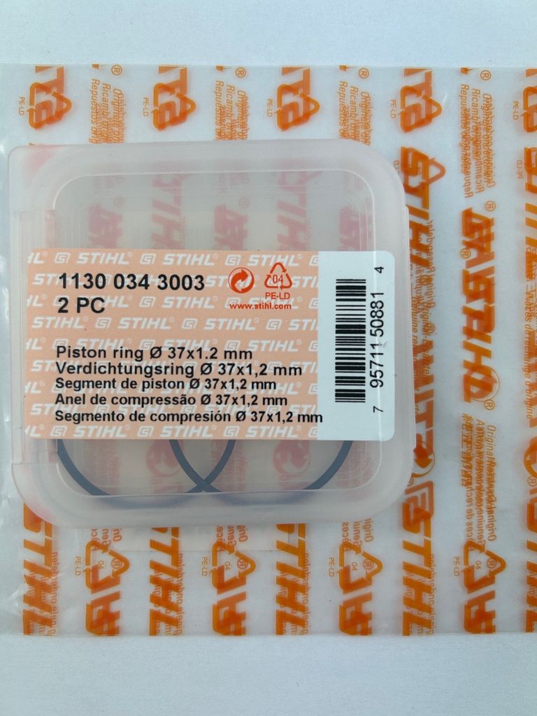 2x STIHL d'origine segments de piston 11300343003 37x1,2mm MS170 MS171 MS192 T TC C