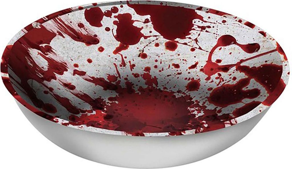 Halloween Schüssel Friedhof Untoter Grab Dunkel Horror Dekoration Schädel Grabsteine Bäume Raben Mond Grusel Kulisse, Farbe: Weiß