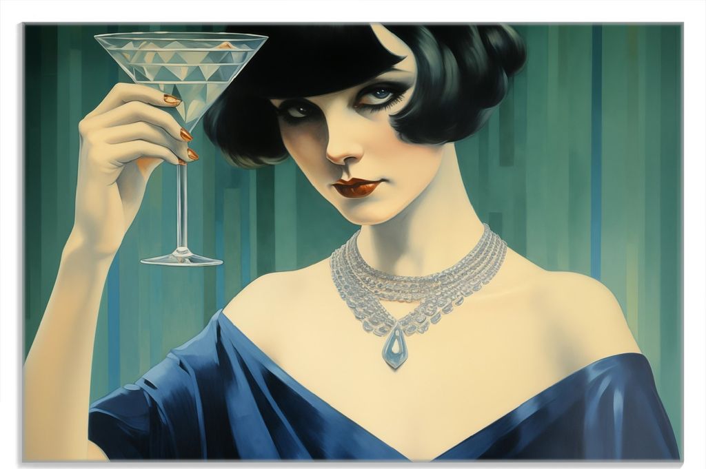 Wallario Frühstücksbrettchen aus Glas 20 x 30 cm mit rutschfesten Füßen, Motiv Cocktailabend