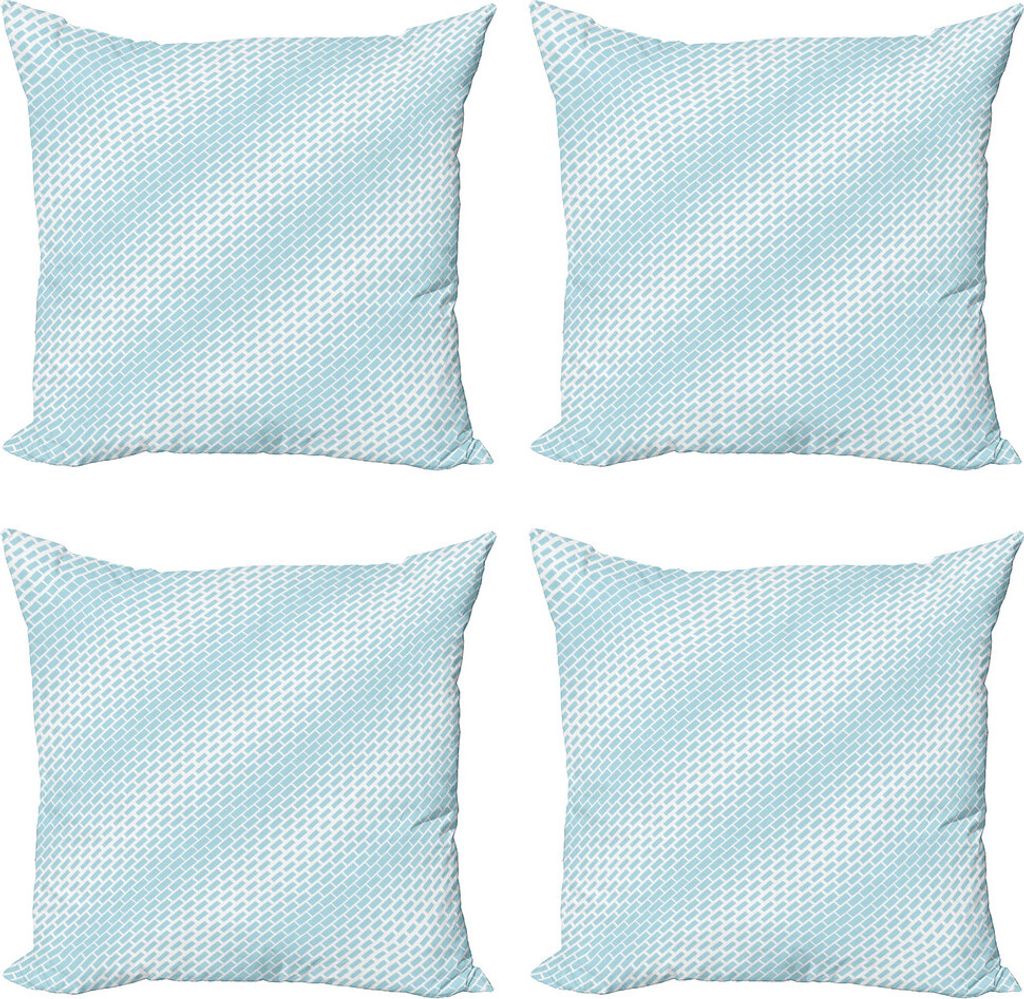 ABAKUHAUS Backstein Kissenbezug Set (4 Stück), Pastell Diagonal rechteckig, Moderner Doppelseitiger Digitaldruck, 45 cm x 45 cm, Hellblau und Weiß