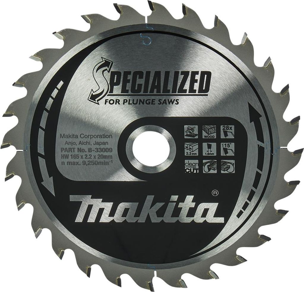 Makita Kreissägeblatt, SPECIALIZED TCT TCT - 165 x 20 mm - 28 Zähne - Holz