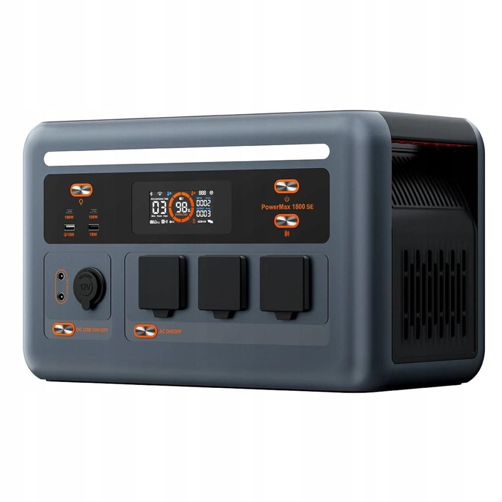 OSCAL PowerMax 1800 SE Tragbare Powerstation – 1800W, 1024Wh, LiFePO4, UPS, 10 Anschlüsse, Solar 800W – Schwarz