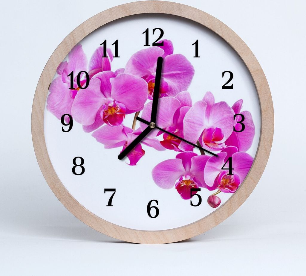 Holzuhr 30fi cm wanduhr - Orchidee Blumen