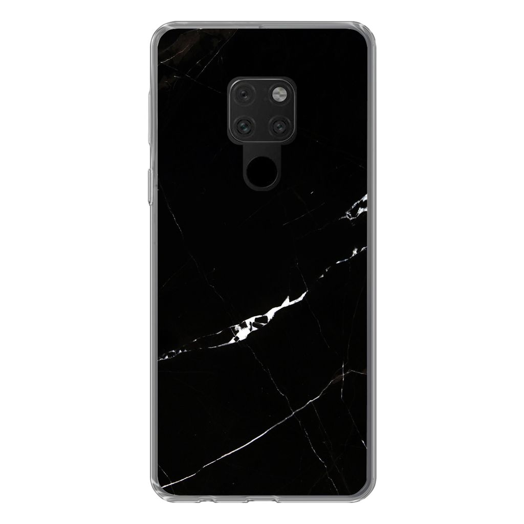 MuchoWow Handyhülle Schutzhülle Hülle für Huawei P40 Lite Marmor - Schwarz - Natursteine Silikon Softcase Handy Hülle - Handy