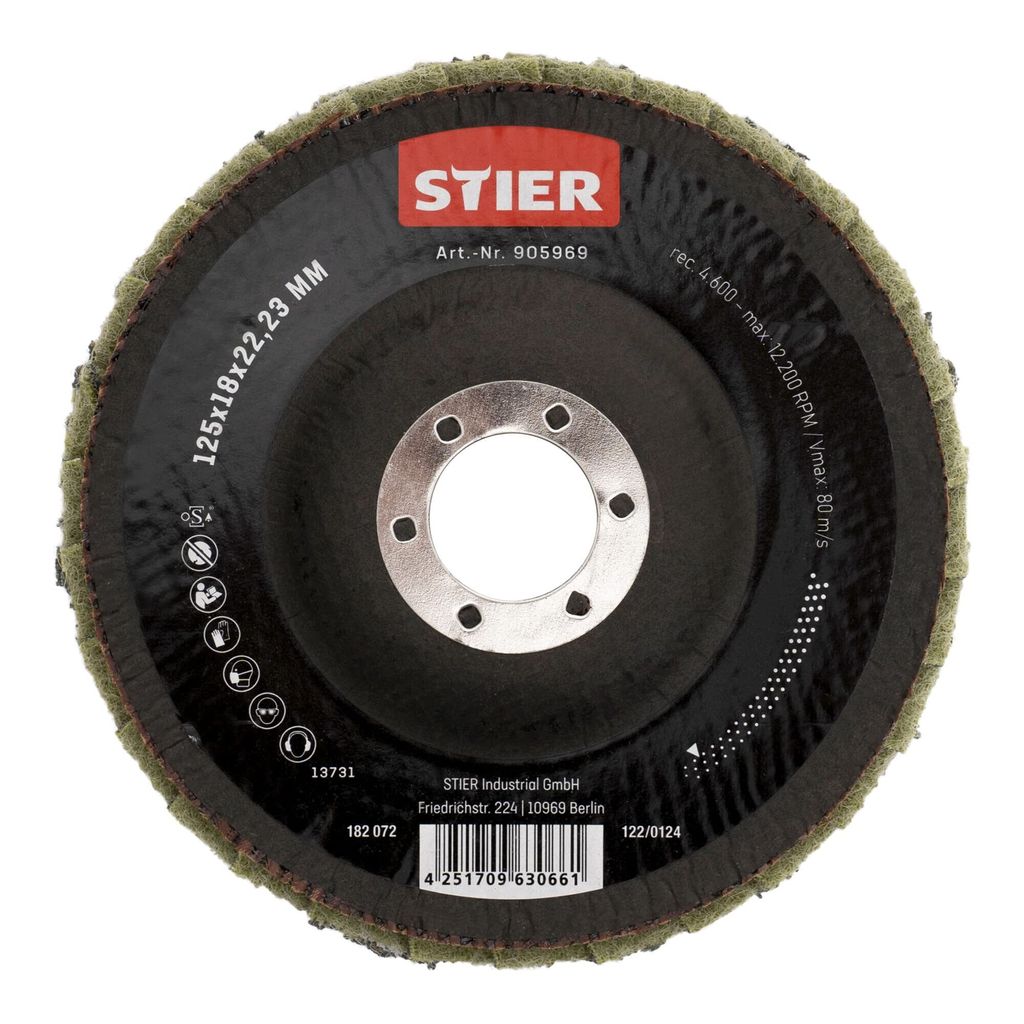 STIER Vlies Fächerschleifscheiben 125 x 18 x 22,23 mm fein 5 Stk.