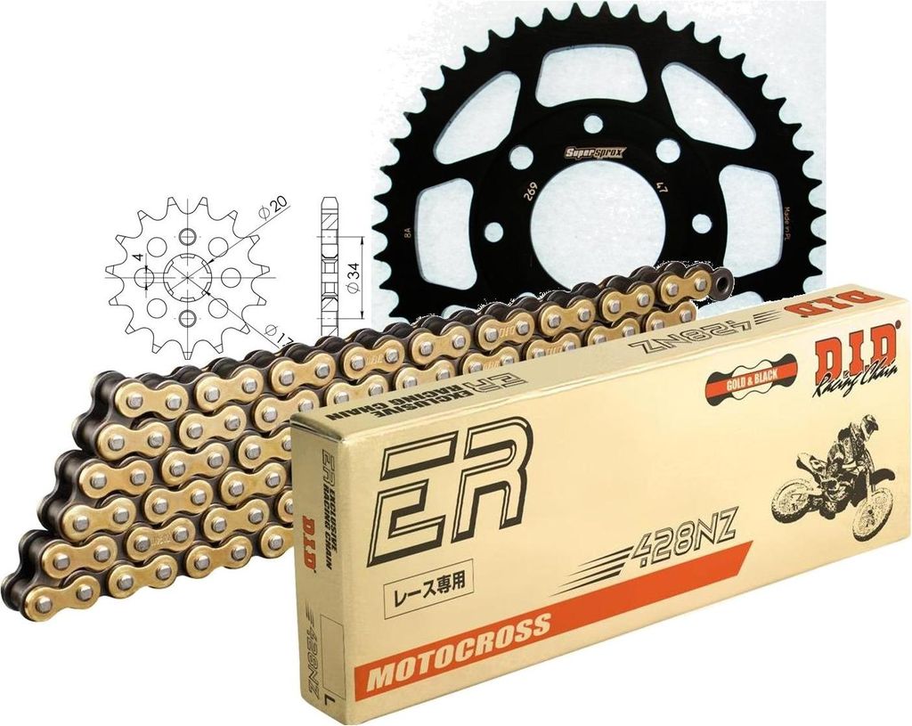 DID Kit Stahl Kompatibel mit Honda XL125 S 79-84 14-47-118 DID428NZ(G&B) Clip
