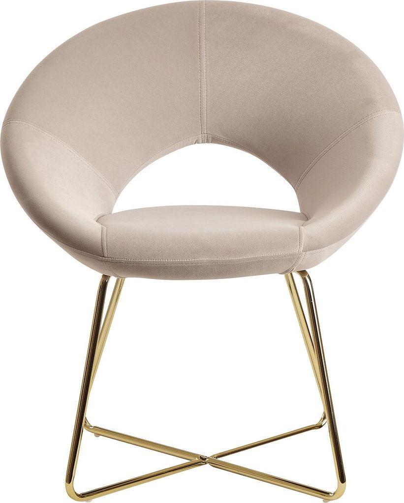 WOHNLING Esszimmerstuhl Samt Beige Küchenstuhl mit goldenen Beinen Schalenstuhl Stoff / Metall Design Polsterstuhl Stuhl Esszimmer Gepolstert