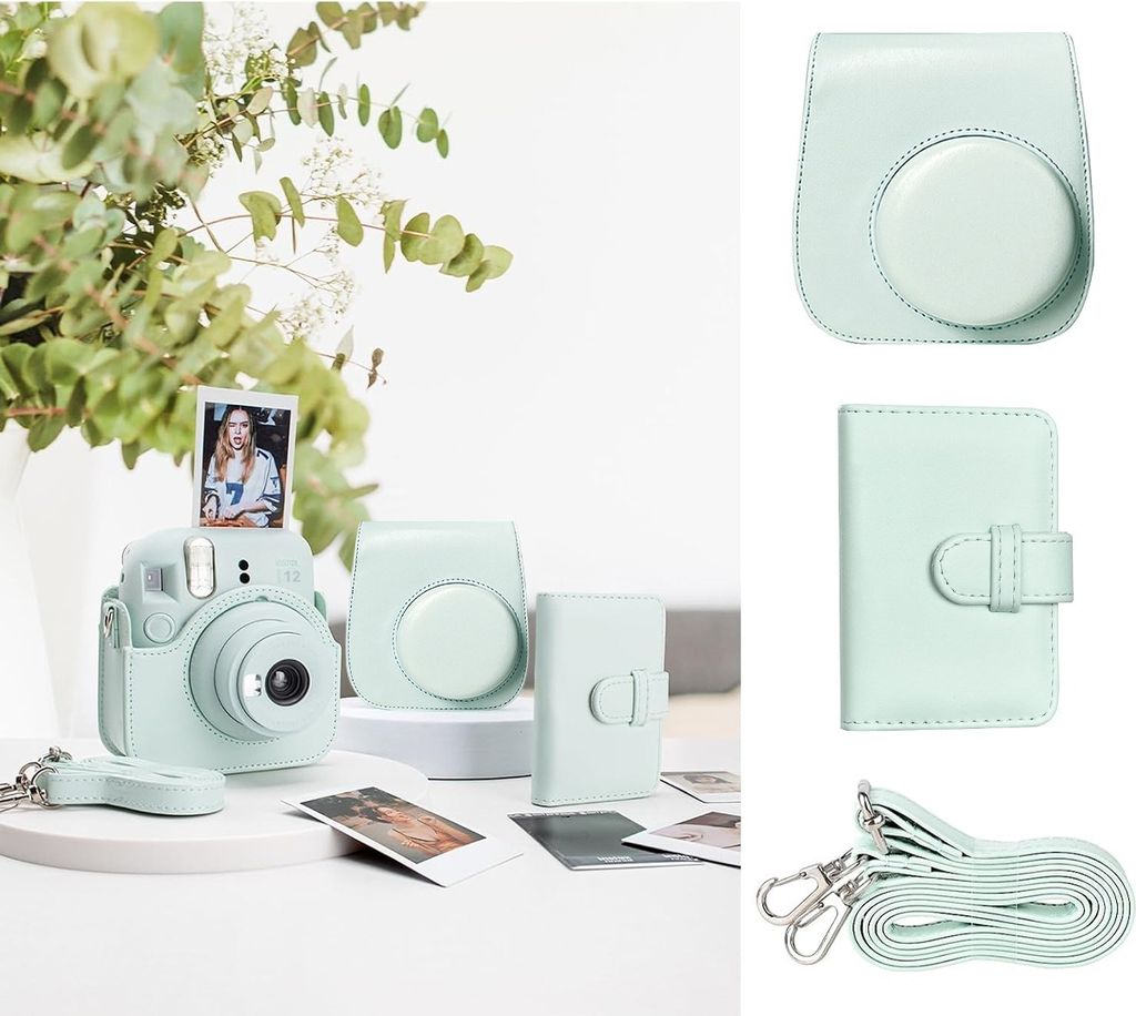 Kameratasche, Fujifilm Instax Mini 12, 11,5 ∗ 13,5 ∗ 7,5 cm, mit Albumtasche, Sofortbildkamera-Aufbewahrungstasche, Kamera-Hülle, Sofortbildka...