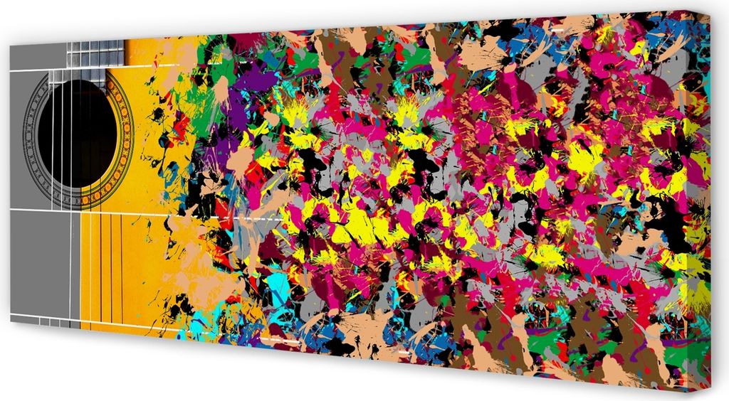 Leinwandbild 125x50 Wandkunst Akustische Gitarre Farben