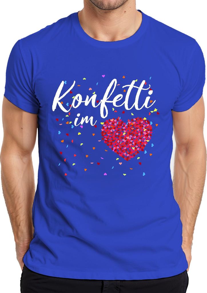 Konfetti im Herzen Karneval Liebe Geschenk närrische Tage bunt Herren T-Shirt, Blau, XL