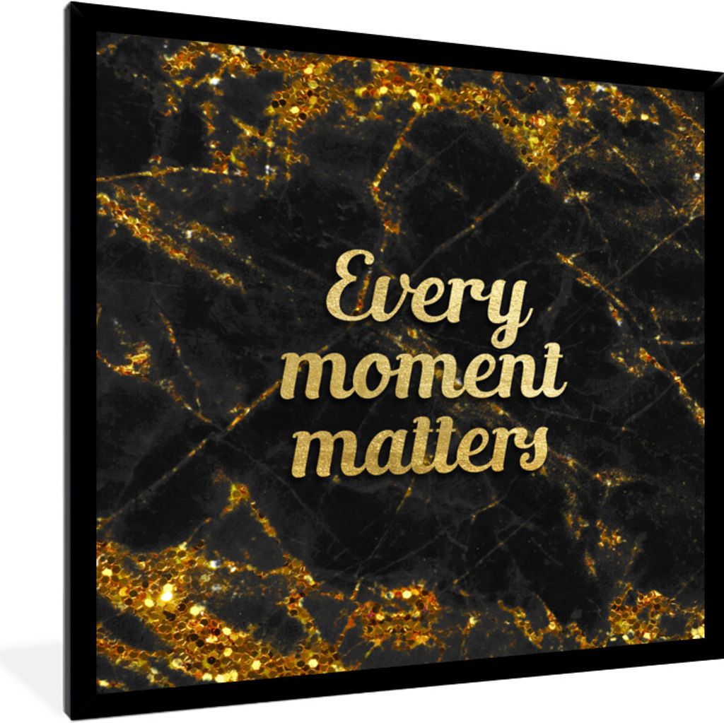MuchoWow® Gerahmtes Poster Zitat - Gold - Glitter - Marmor Produktbild 