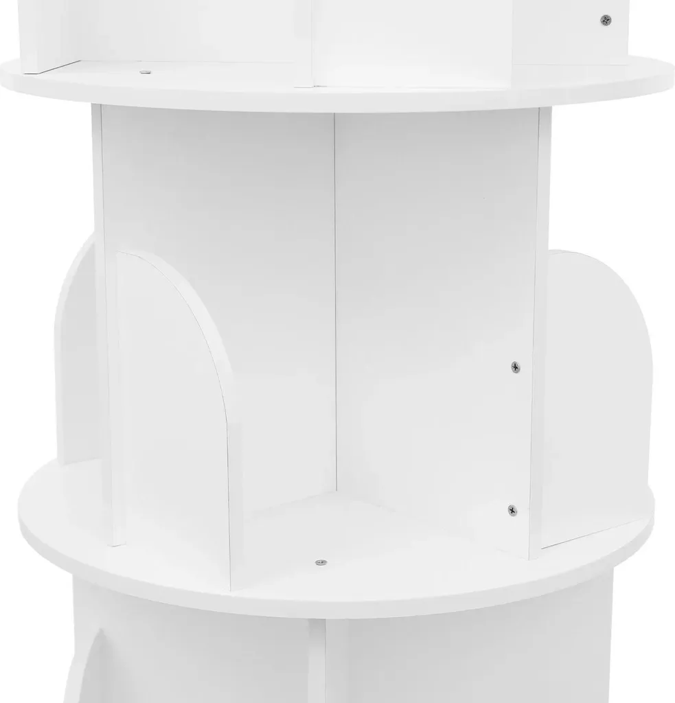 Rangement d'angle pivotant blanc 4 étages - Bibliothèque gain de place