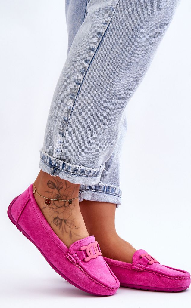 Damen Modische Wildleder Mokassins Rosa Rabell 37 Produktbild 4