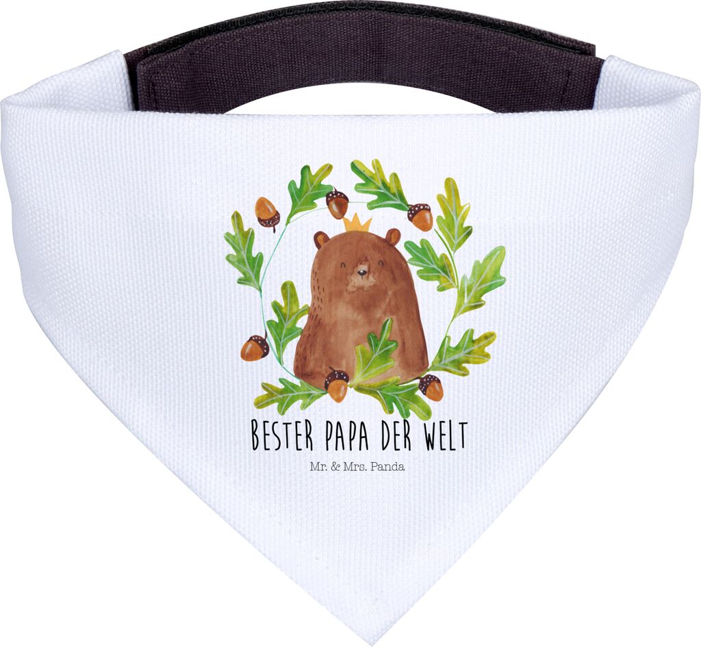 Mr. & Mrs. Panda Halstuch Hund Bär König - Weiß - Geschenk, Vater, Hundehalstuch, Papa, Bester, Vatertag, Daddy, Tuch für Hunde, Teddy, Hals