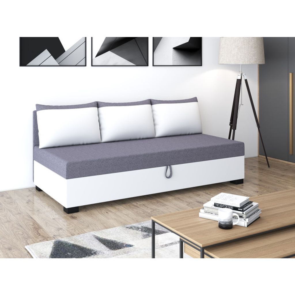 Einzelbett 90x195 ZOLI PLUS 2 mit Kissen - grau/weiß
