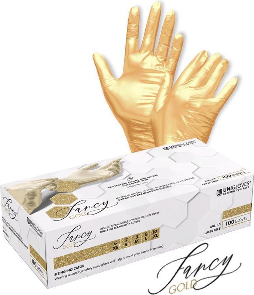 Einweghandschuhe Fancy Gold - puderfrei - Gr. M - 1000 Unigloves Nitrilhandschuhe