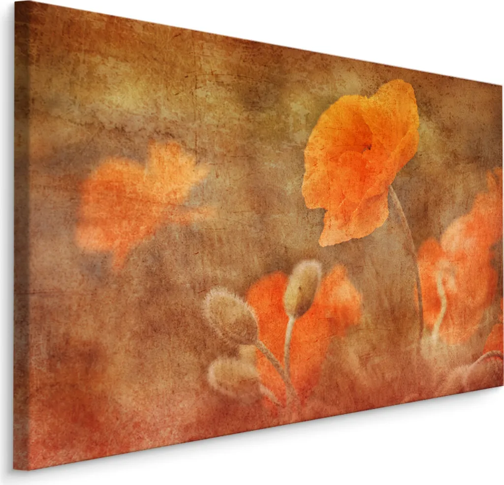 Quadro Papaveri 120x80 cm XXL - Stampa su Tela Natura per Soggiorno
