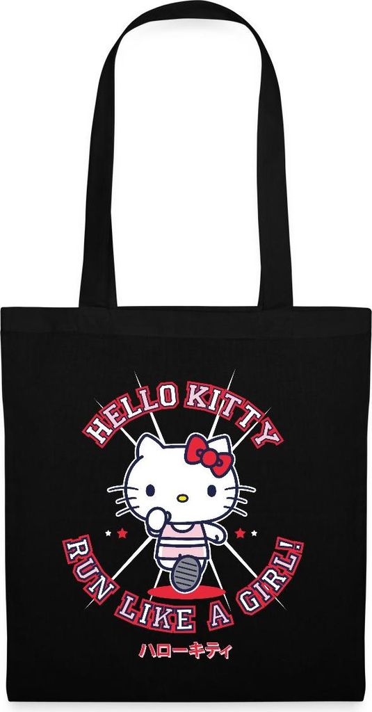 Spreadshirt Hello Kitty Run Like A Girl Sport Stoffbeutel, One size, Schwarz