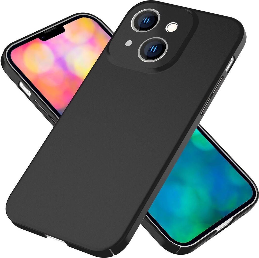 Dünnes Hardcase für iPhone 14 Plus, Schutz Hülle 0,5mm Slim Handy Cover Mattiert Schwarz