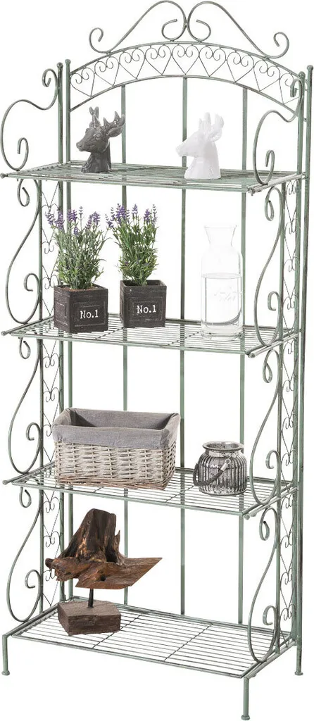 Optimisez votre jardin avec cette étagère robuste en métal vert antique