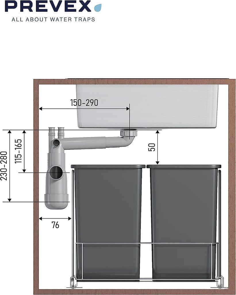 PREVEX Flexloc Siphon, platzsparend, universal, für die Produktbild 4