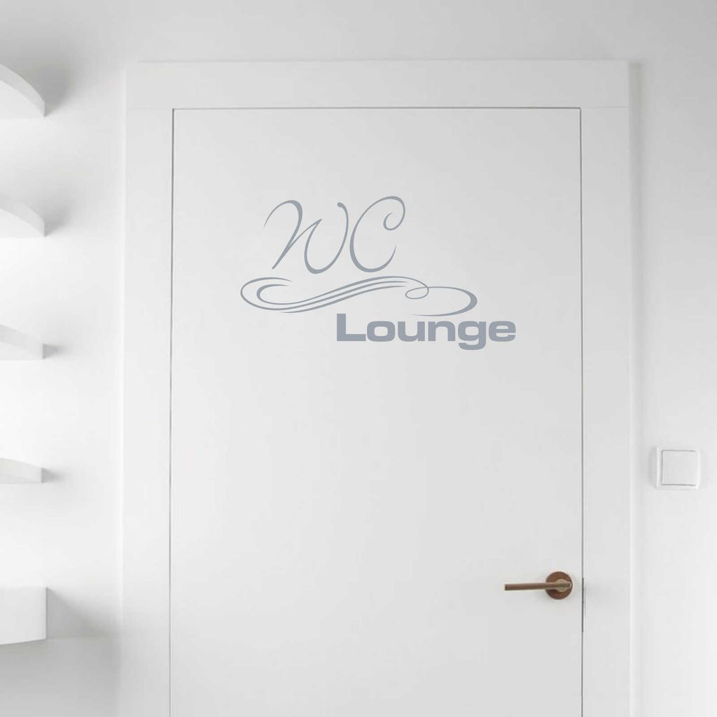 Wandtattoo - Wandaufkleber - Tür- Wandtattoo "WC Lounge" - 60cm x 34cm silber - Dekoration Küche Wohnzimmer Wand