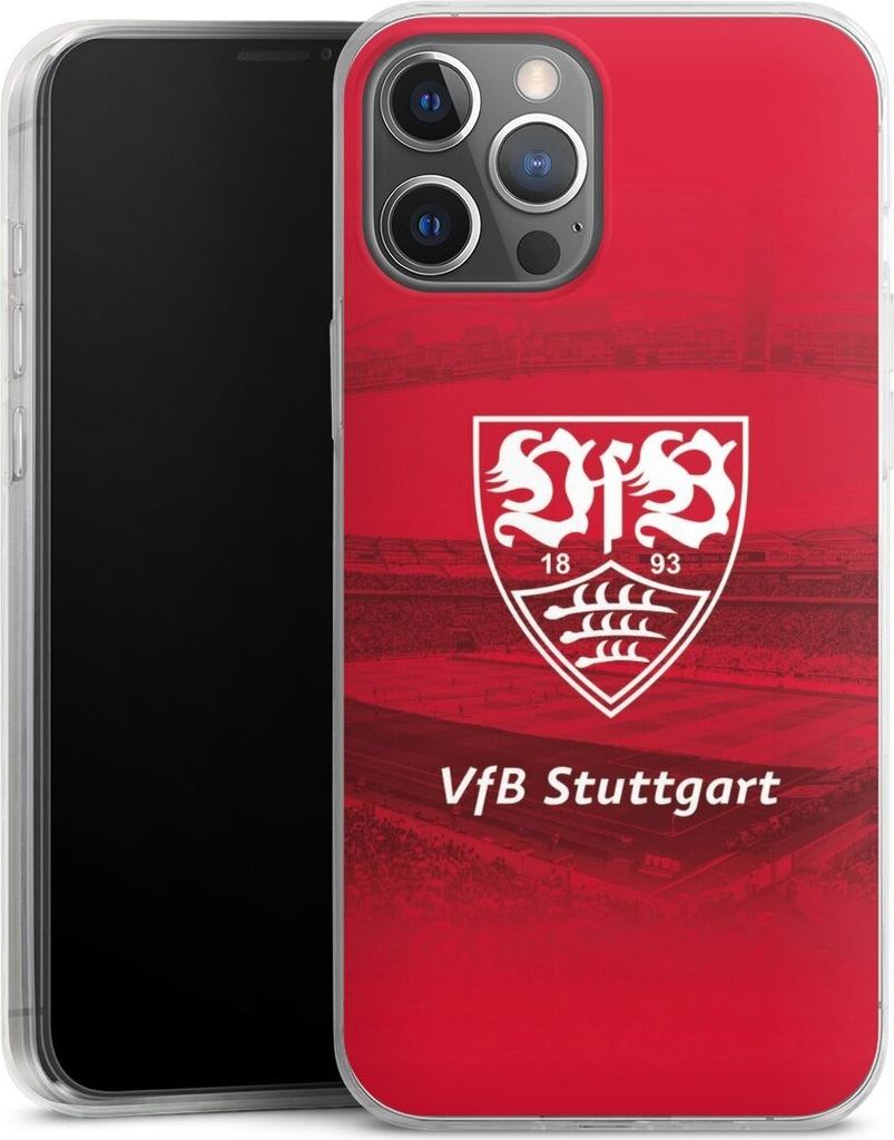 DeinDesign Slim Hülle für Apple iPhone 12 Pro Max Silikon Case Ultra Dünn Handyhülle Offizielles Lizenzprodukt Stadion VfB Stuttgart